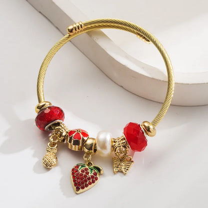 Βραχιόλι ατσάλι με φράουλες - BR450