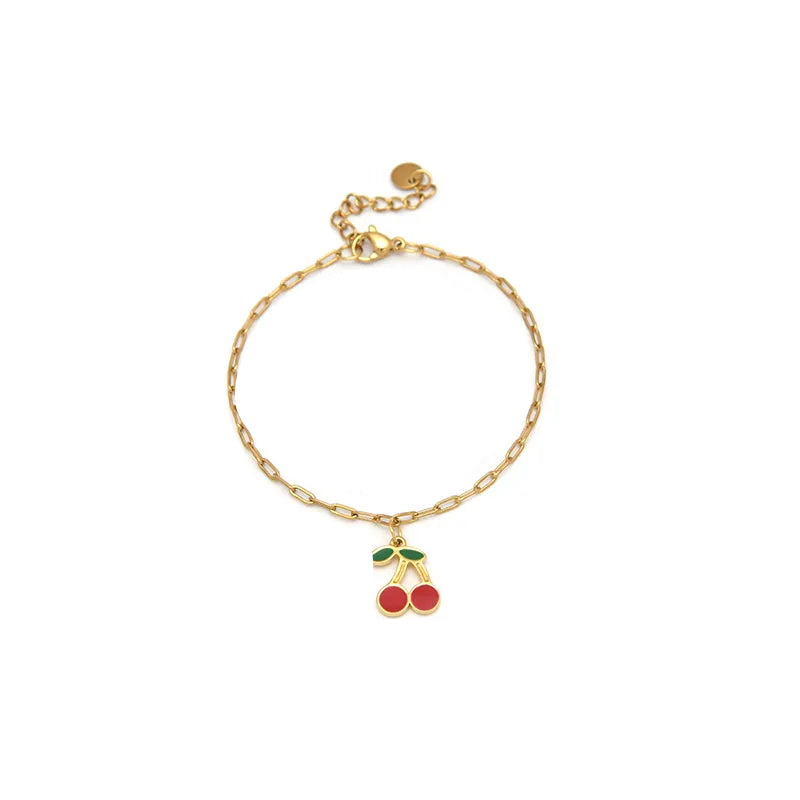 Βραχιόλι επιχρυσωμένο ατσάλι με κεράσι - BR448