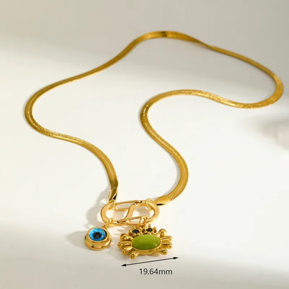 Κολιέ επιχρυσωμένο ατσάλι με καβούρι και μάτι - NE662