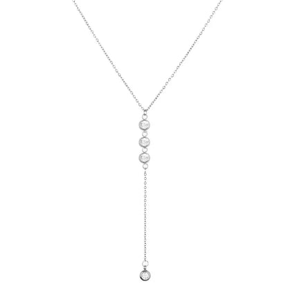 Κολιέ ατσάλι μακρύ με rhinestones-NE378