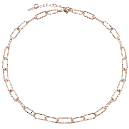 Κολιέ ροζ χρυσό ατσάλι γυαλιστερή αλυσίδα-NE427