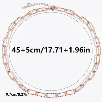 Κολιέ ροζ χρυσό ατσάλι γυαλιστερή αλυσίδα-NE427