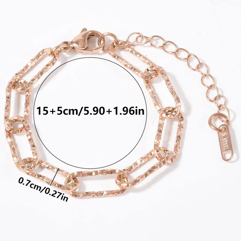 Βραχιόλι ροζ χρυσό ατσάλι αλυσίδα link-BR332