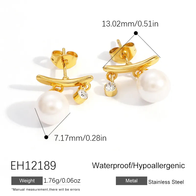 Σκουλαρίκια επιχρυσωμένο ατσάλι με κρύσταλλα και πέρλα-EA225