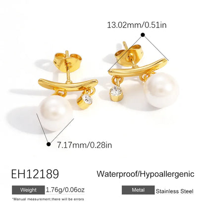 Σκουλαρίκια επιχρυσωμένο ατσάλι με κρύσταλλα και πέρλα-EA225