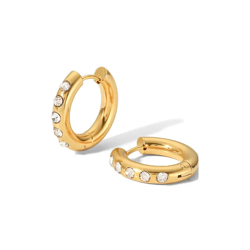 Σκουλαρίκια επιχρυσωμένο ατσάλι κρίκοι με zircon-EA506