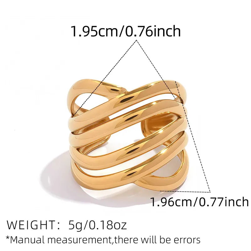 Δαχτυλίδι επιχρυσωμένο ατσάλι με καμπύλες-R122