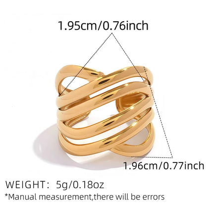 Δαχτυλίδι επιχρυσωμένο ατσάλι με καμπύλες-R122