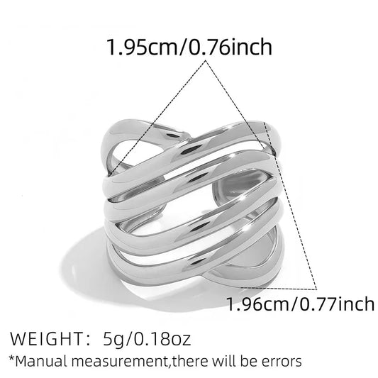 Δαχτυλίδι ατσάλι με καμπύλες-R190