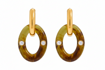 Σκουλαρίκια επιχρυσωμένο ατσάλι με ρητίνη και στρας-EA436