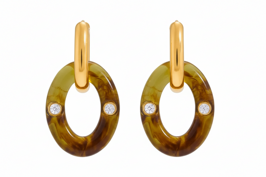 Σκουλαρίκια επιχρυσωμένο ατσάλι με ρητίνη και στρας-EA436