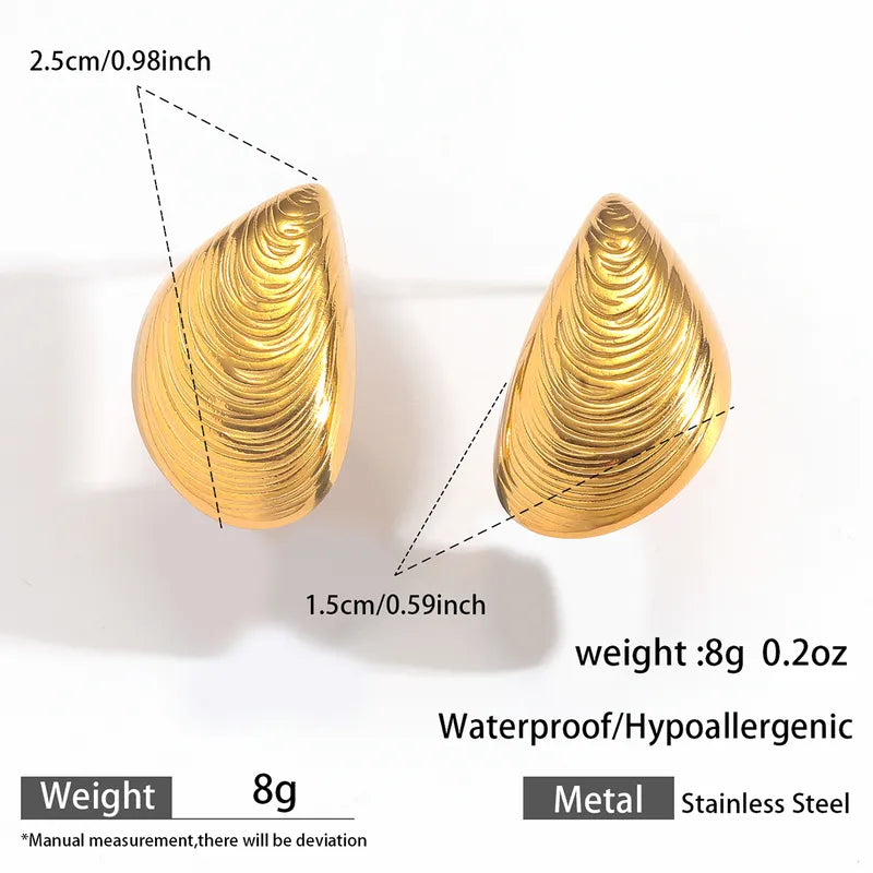 Σκουλαρίκια επιχρυσωμένο ατσάλι με κοχύλι - EA800