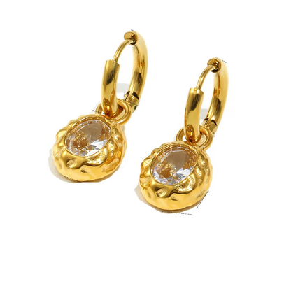 Σκουλαρίκια επιχρυσωμένο ατσάλι με λευκό zircon-EA670