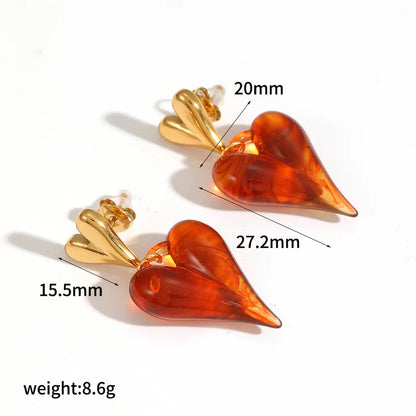 Σκουλαρίκια επιχρυσωμένο ατσάλι με καρδιές-EA020