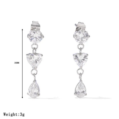 Σκουλαρίκια ατσάλι κρεμαστά με zircon-EA333