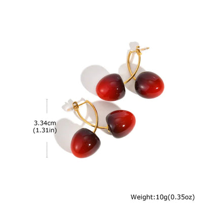 Σκουλαρίκια επιχρυσωμένο ατσάλι κεράσι - EA802