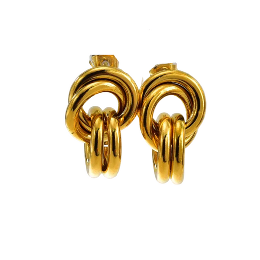 Σκουλαρίκια χρυσό ατσάλι κόμπος-EA390