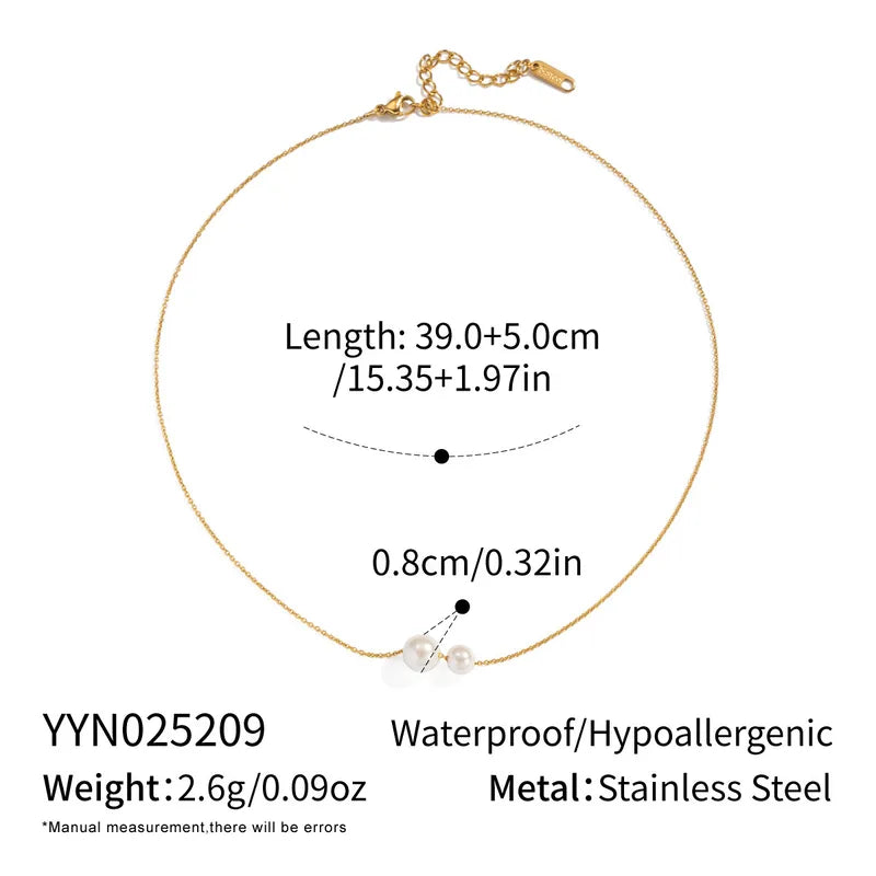 Κολιέ επιχρυσωμένο ατσάλι με πέρλες - NE737