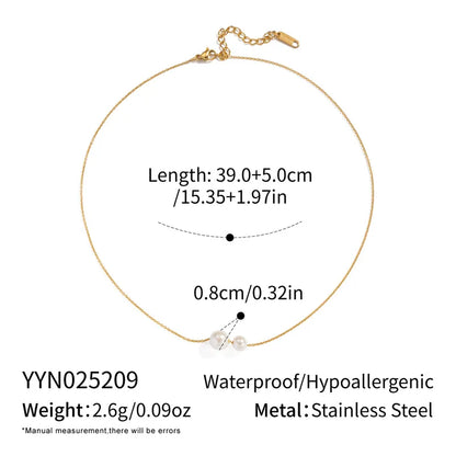 Κολιέ επιχρυσωμένο ατσάλι με πέρλες - NE737