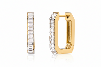 Σκουλαρίκια επιχρυσωμένο ατσάλι τετράγωνα με zircon-EA290