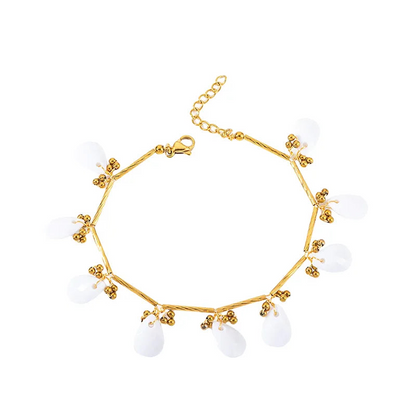 Βραχιόλι επιχρυσωμένο ατσάλι με λευκές πέτρες -  BR477