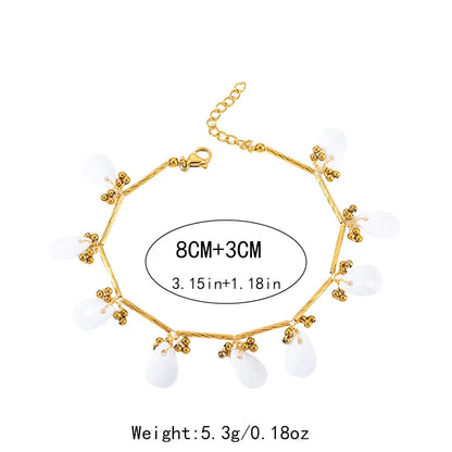 Βραχιόλι επιχρυσωμένο ατσάλι με λευκές πέτρες -  BR477