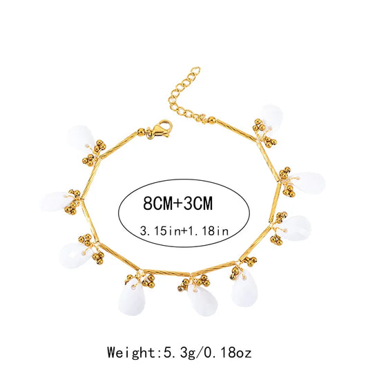 Βραχιόλι επιχρυσωμένο ατσάλι με λευκές πέτρες -  BR477