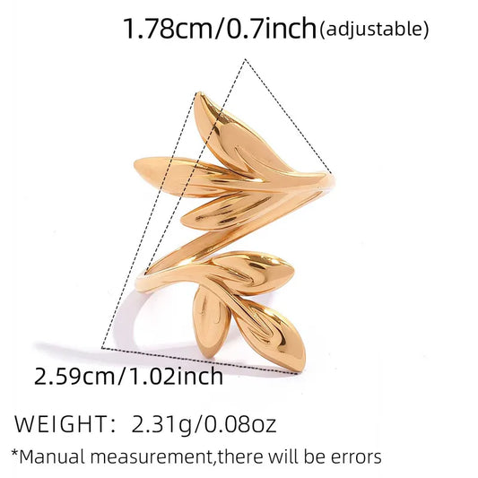 Δαχτυλίδι επιχρυσωμένο ατσάλι με φύλλα - R236