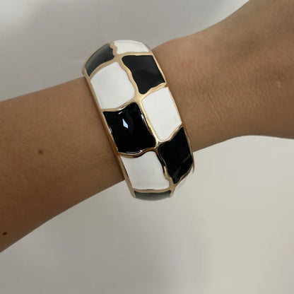 Βραχιόλι ασπρόμαυρο σμάλτο - BR462