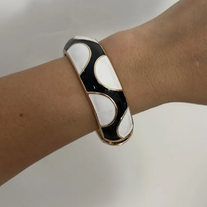 Βραχιόλι ασπρόμαυρο σμάλτο - BR463