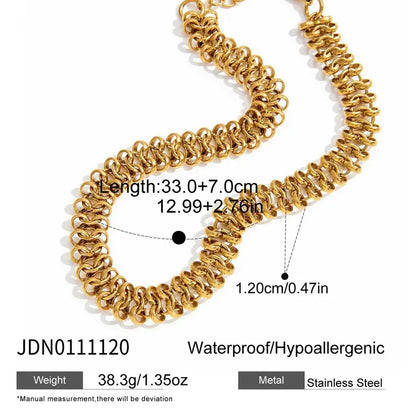 Κολιέ επιχρυσωμένο ατσάλι φαρδύ τσοκερ - NE712