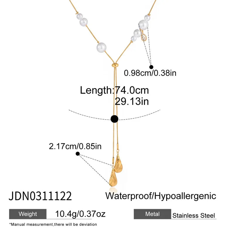 Κολιέ επιχρυσωμένο ατσάλι με πέρλες και zircon - NE730