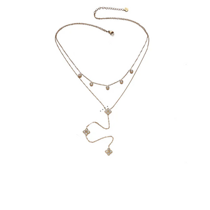 Κολιέ επιχρυσωμένο ατσάλι μακρύ με zircon - NE722