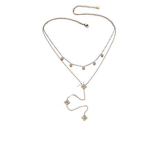 Κολιέ επιχρυσωμένο ατσάλι μακρύ με zircon - NE722