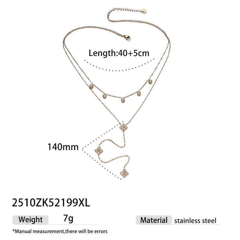 Κολιέ επιχρυσωμένο ατσάλι μακρύ με zircon - NE722