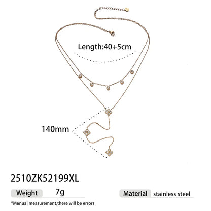 Κολιέ επιχρυσωμένο ατσάλι μακρύ με zircon - NE722