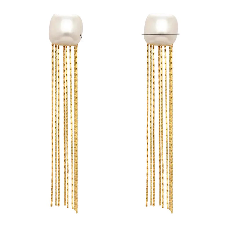 Σκουλαρίκια επιχρυσωμένο ατσάλι μακρυές αλυσίδες - EA814