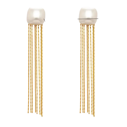 Σκουλαρίκια επιχρυσωμένο ατσάλι μακρυές αλυσίδες - EA814