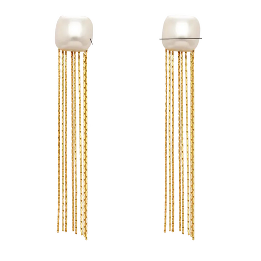 Σκουλαρίκια επιχρυσωμένο ατσάλι μακρυές αλυσίδες - EA814