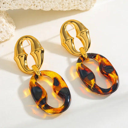 Σκουλαρίκια επιχρυσωμένο ατσάλι με καφέ - EA804