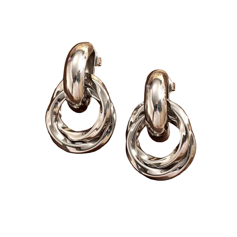 Σκουλαρίκια ατσάλι διπλός κύκλος - EA806