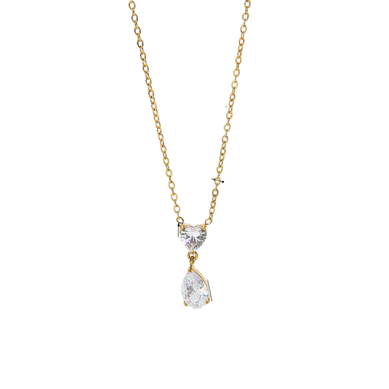 Κολιέ επιχρυσωμένο ατσάλι με zircon - NE742