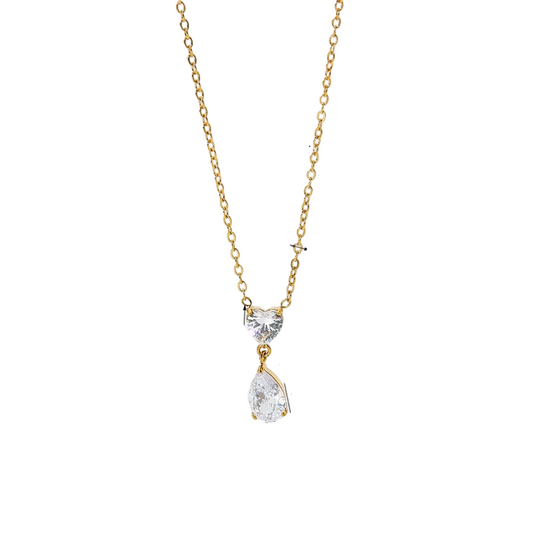 Κολιέ επιχρυσωμένο ατσάλι με zircon - NE742