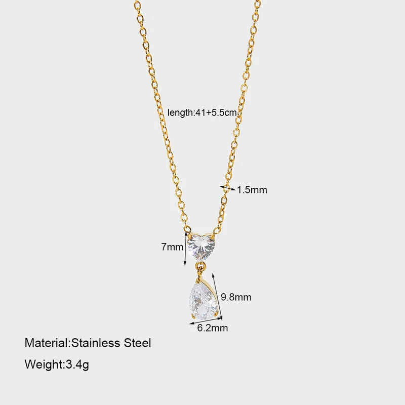 Κολιέ επιχρυσωμένο ατσάλι με zircon - NE742