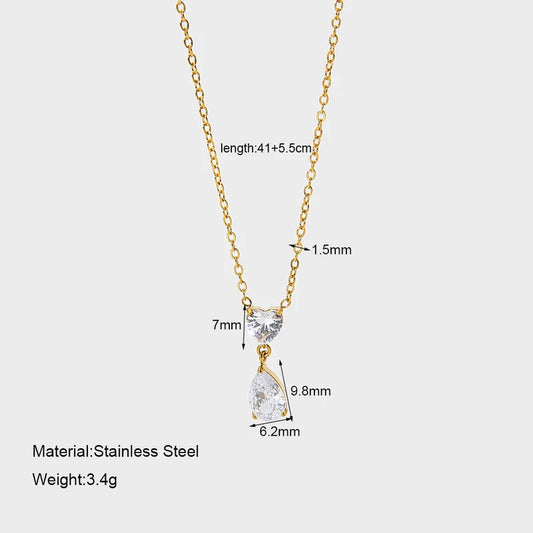 Κολιέ επιχρυσωμένο ατσάλι με zircon - NE742