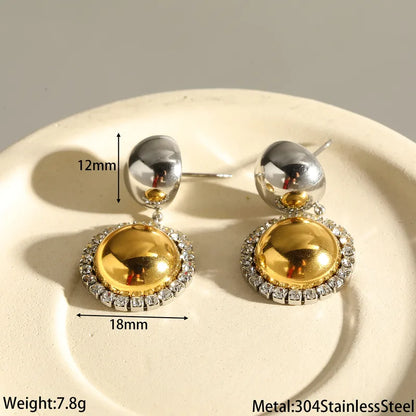 Σκουλαρίκια επιχρυσωμένο ατσάλι διπλά με zircon - EA807