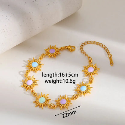 Brățară din oțel placat cu aur cu sori colorați - BR505