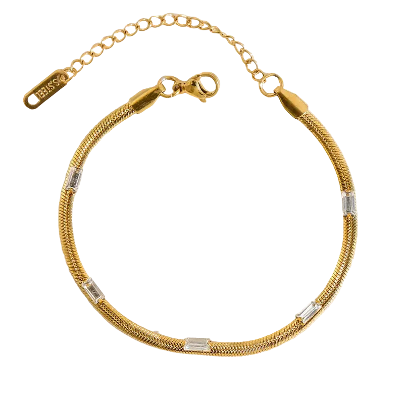 Βραχιόλι επιχρυσωμένο ατσάλι με κρύσταλλα-BR487