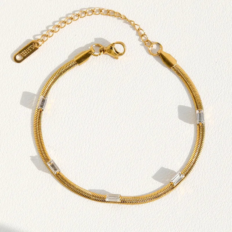 Βραχιόλι επιχρυσωμένο ατσάλι με κρύσταλλα-BR487