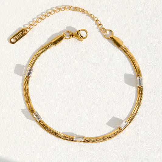 Βραχιόλι επιχρυσωμένο ατσάλι με κρύσταλλα-BR487